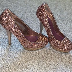 Rose gold sequin heels